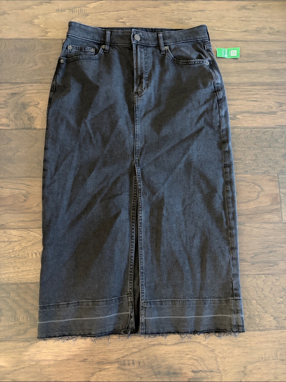 New With Tags Gap Petite Black Denim Midi Skirt Sz 6P/28